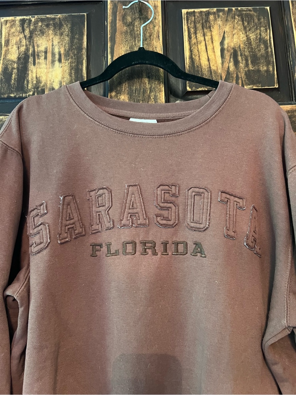 Sarasota Florida Embroidered Crewneck Sweater - Brown